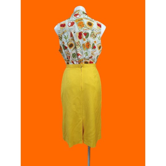 1980's Golden Yellow Saddlebred Linen Skirt Suit - Picture 11 of 16